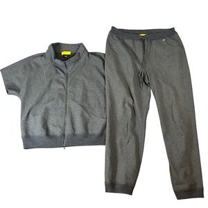 St John Womens Gray Wool Active Lounge Set Full Zip Jacket Pants L Casual Track